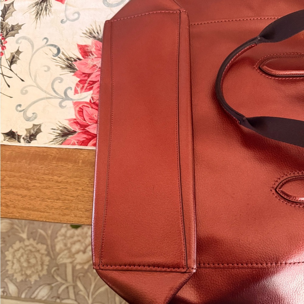 Coach Metallic Red Leather Tote - Picture 9 of 10